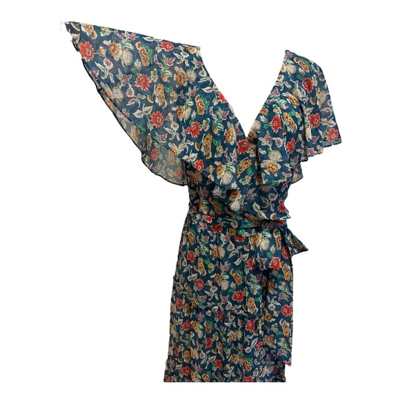 Y2K RALPH LAUREN BLACK LABEL CRINKLE CHIFFON FLORAL TIERED MAXI DRESS SZ 16 - Picture 7 of 8